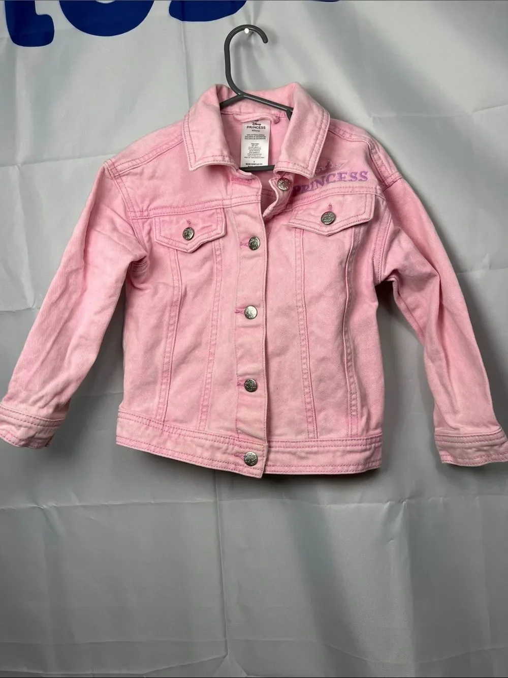 Disney Princess pink denim jacket with princess embroidery and graphic size 5